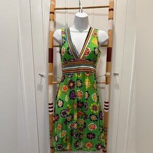Floral Green Sleeveless Dress 70’s style dress